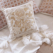 Load image into Gallery viewer, &quot;Rosie&quot; neutral decor vintage crewel pillow
