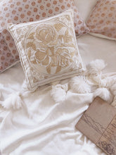Load image into Gallery viewer, &quot;Rosie&quot; neutral decor vintage crewel pillow
