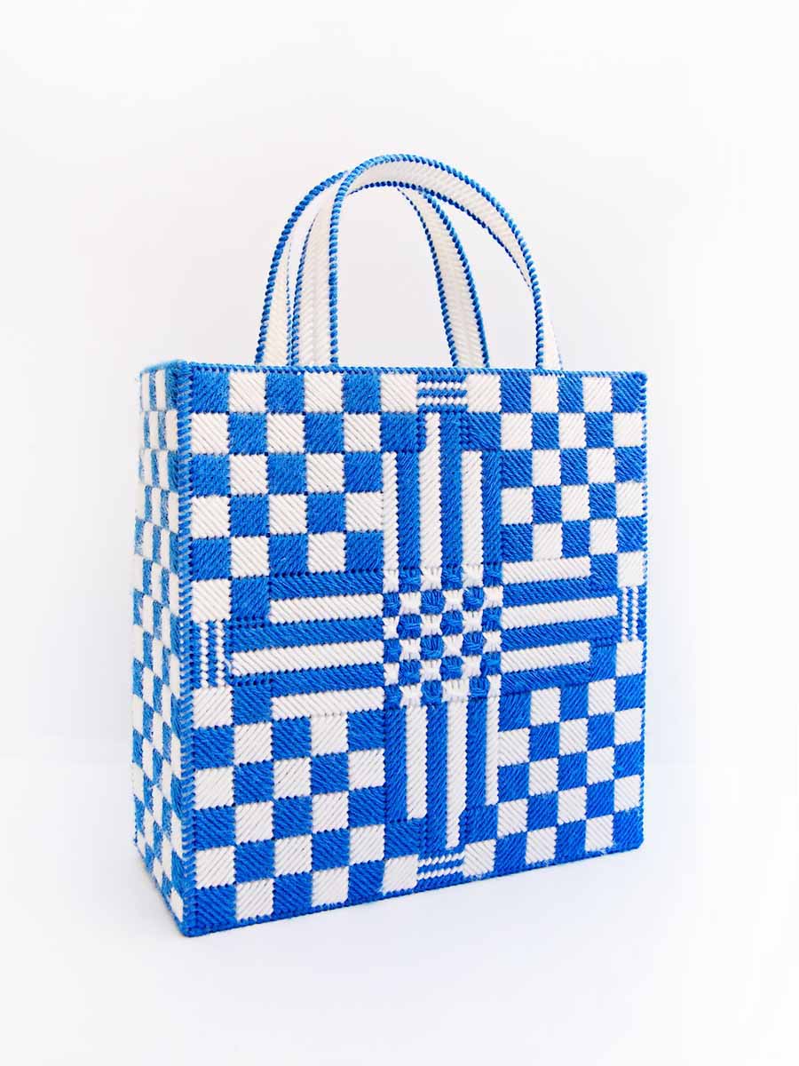 "Jilly" Checkerboard Crewel Tote