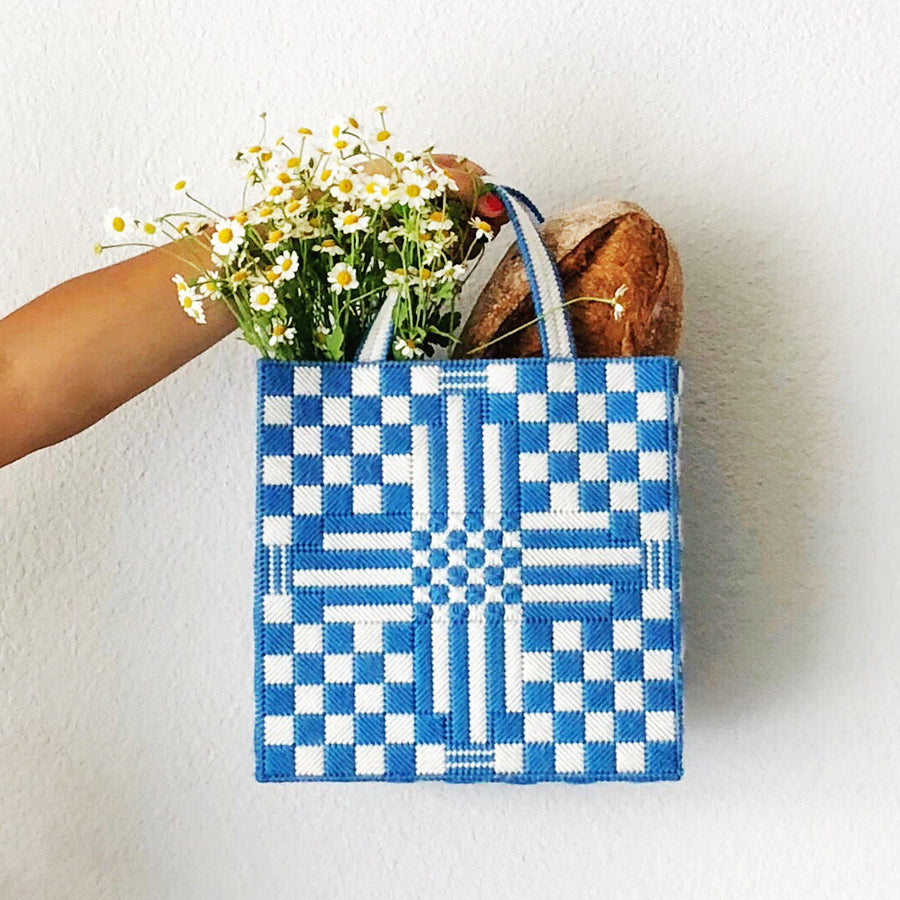 "Jilly" Checkerboard Crewel Tote