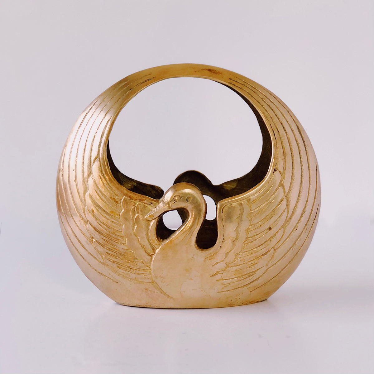 Vintage Brass Swan Planter