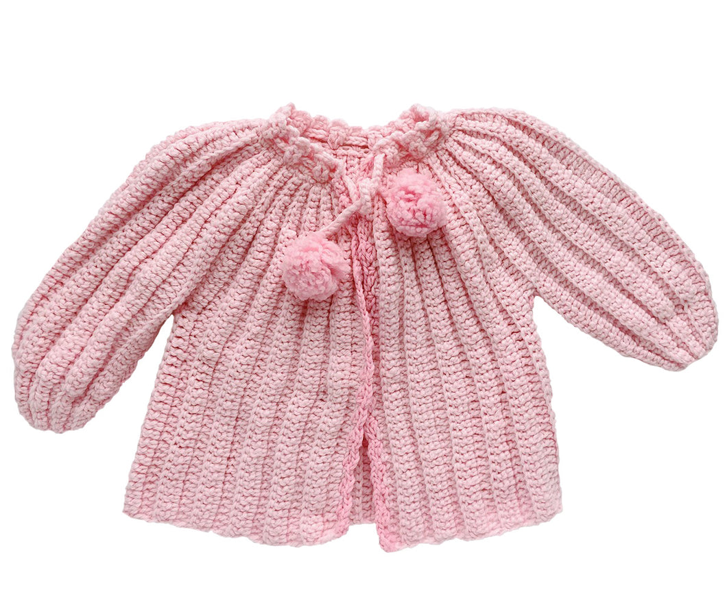 “Pink Life” vintage Pom-Pom cardigan