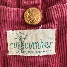 Load image into Gallery viewer, &quot;Cutecumber&quot; vintage cord overalls
