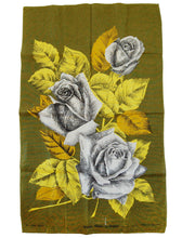 Load image into Gallery viewer, &quot;White Rose&quot; vintage linen tea towel
