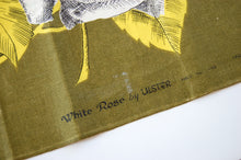 Load image into Gallery viewer, &quot;White Rose&quot; vintage linen tea towel
