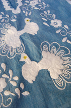 Load image into Gallery viewer, 1970s Embroidered Peacocks Vintage Chambray Tunic Top
